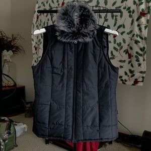 Croft&Barrow Nylon Fur Collared Vest